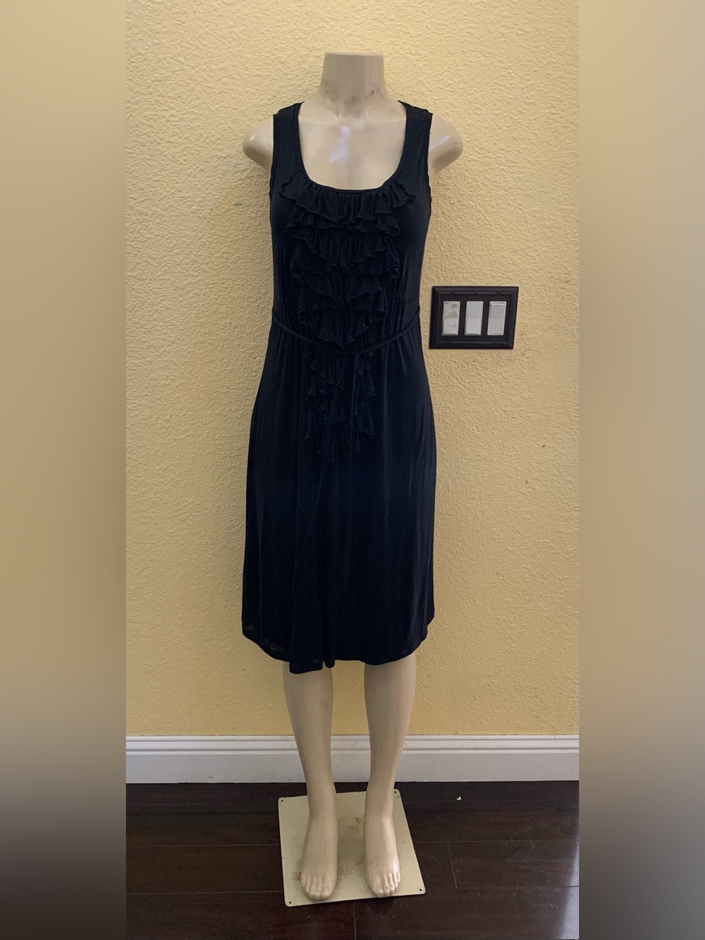 Boden Size 8 Black Sleeveless Tie Waist Jersey Knit Dress